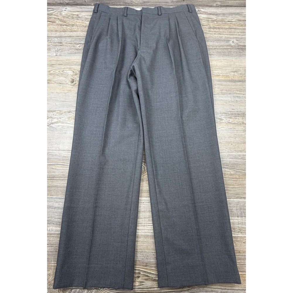 Proper Cloth Marzotto Grey Wool Stretch Dress Pants Pleated Front Men's 36x30